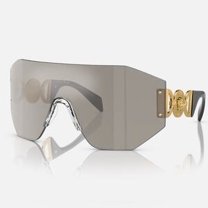 Versace Gold and Gray Shield Sunglasses